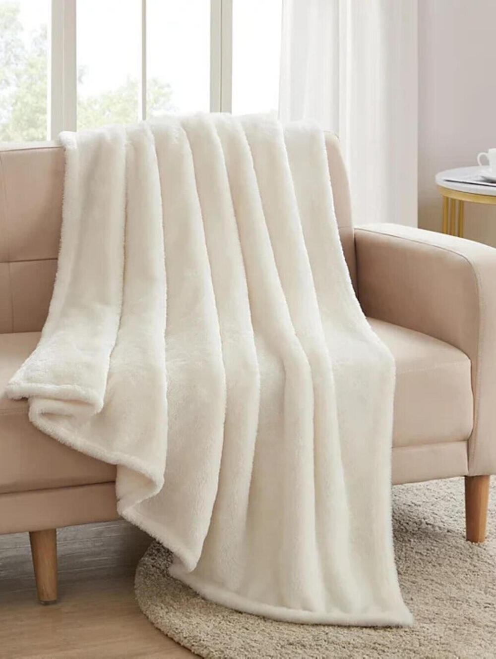 VCNY Home High Pile Plush Throw, Ivory, 50" x 60" (TRW4)